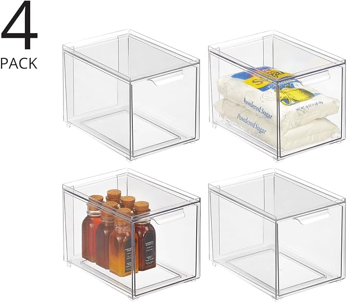 mDesign Plastic Pantry Organization and Storage Bin w/Pull Out Drawer - Image 4