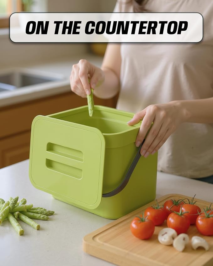 Countertop Compost Bin Kitchen, 1.8 Gallons Hanging Trash Can - Image 3