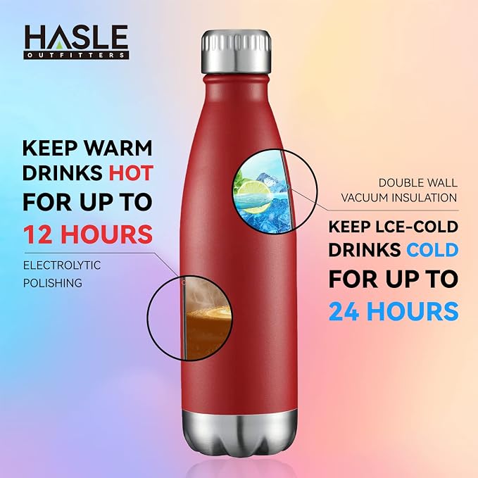 HASLE OUTFITTERS 17oz Stainless Steel Water Bottles Bulk, Vacuum Insulated - Image 4