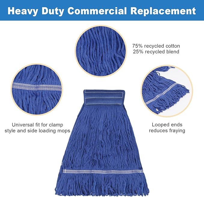 3 Pack Reusable Cleaning Heavy Duty Mop Heads Commerical Replacement Mop Heads - Image 2