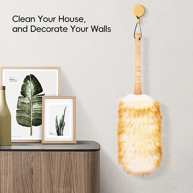 Lambswool Duster with Solid Wooden Handle, Leather Hang Strap, Comfortable - Image 6