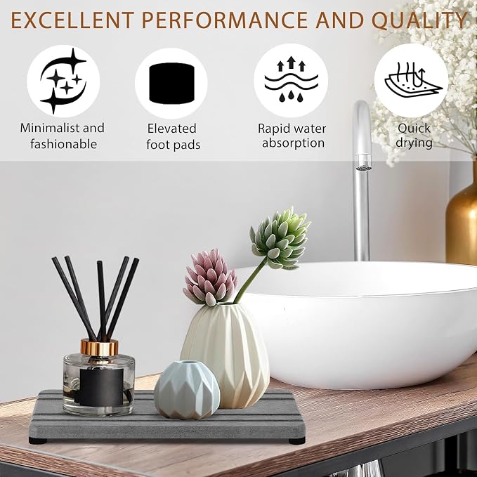 2PCS Water Absorbing Stone Tray, Quick Drying Diatomite Stone Sink Tray - Image 4
