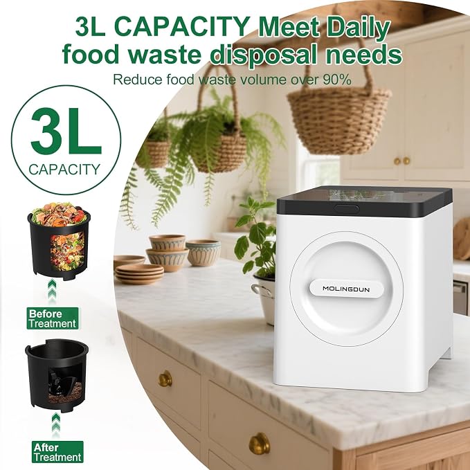 3L Electric Composter for Kitchen, Countertop Compost bin, One Touch Smart - Image 2