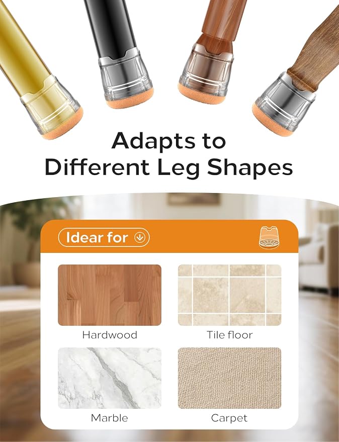 Upgrade 24 PCS Silicone & Felt Chair Leg Floor Protectors - Image 6