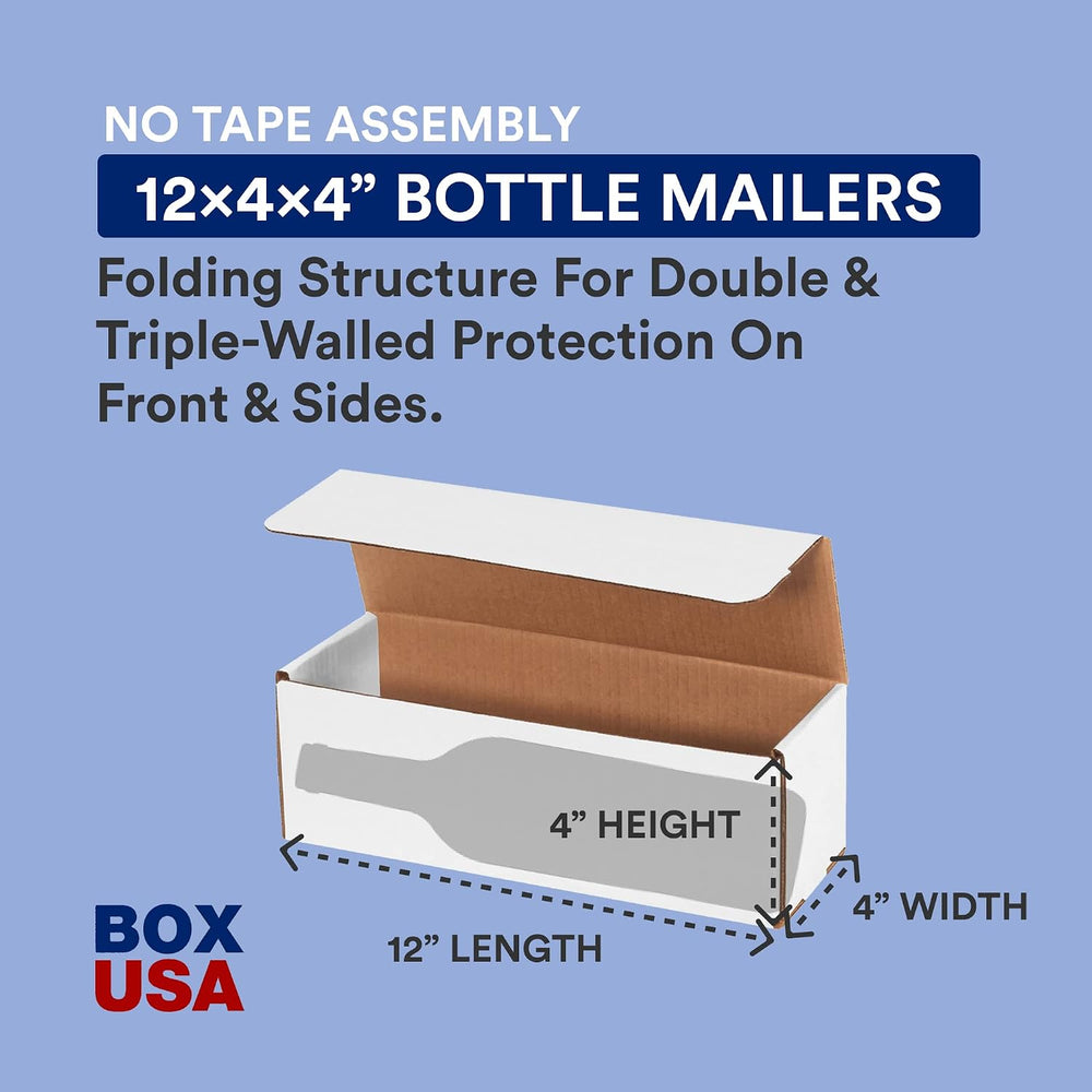 BOX USA Shipping Boxes Small 12"L x 4"W x 4"H, 50-Pack | White...