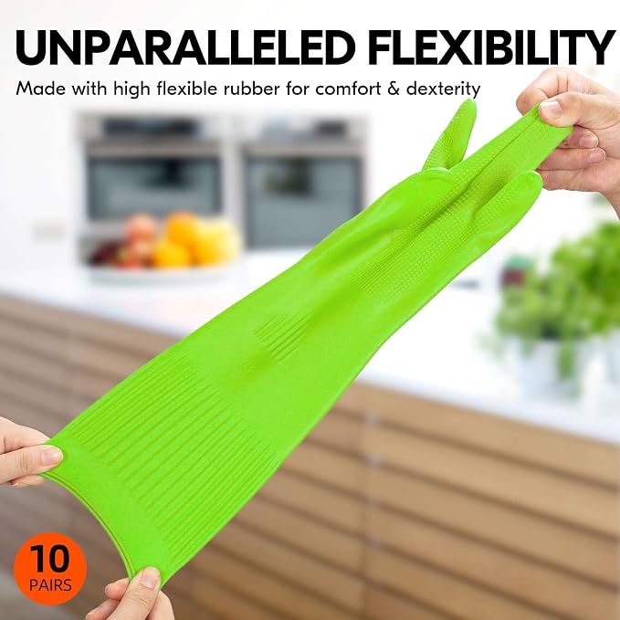 Vgo... 10-Pairs Dishwashing Gloves, Reusable Household Gloves, Kitchen Gloves - Image 3