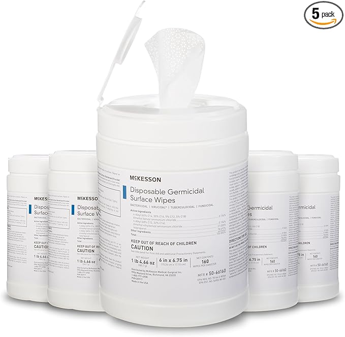 McKesson Germicidal Wipes Disinfecting Wipes, Alcohol Cleaning Disinfectant by McKesson