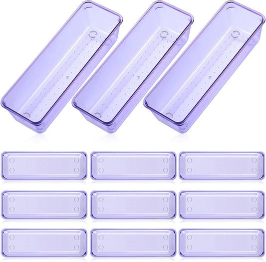 Maitys 12 Pcs Vanity Drawer Organizer 9 x 3 x 2 Inches Clear Plastic Utensil by Maitys