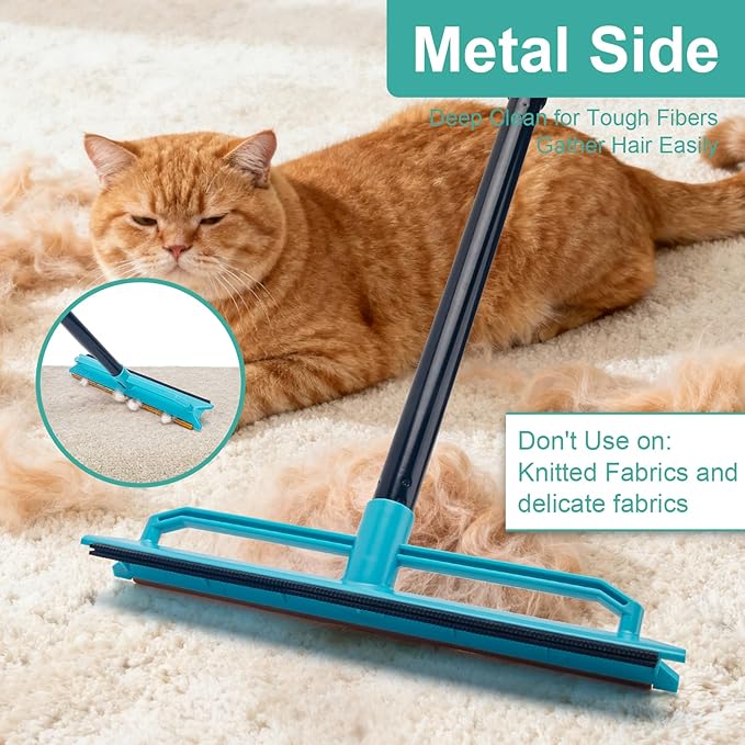 Carpet Rake for Pet Hair Removal Tool, Reusable Pet Hair Remover Broom - Image 3