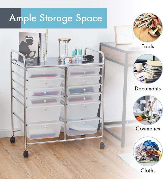 GOFLAME 12-Drawer Rolling Storage Cart, Mobile Utility Cart - Image 4