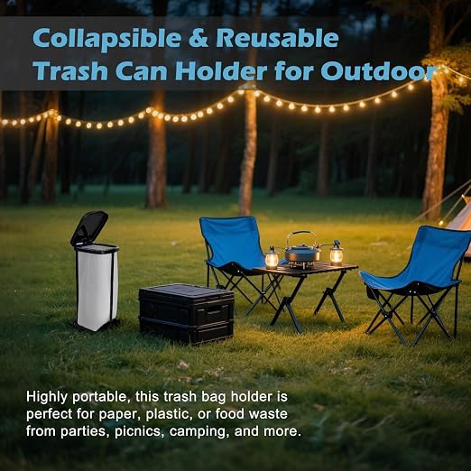 Collapsible Trash Bag Holder Portable Garbage Bin Holder Stand - Image 7