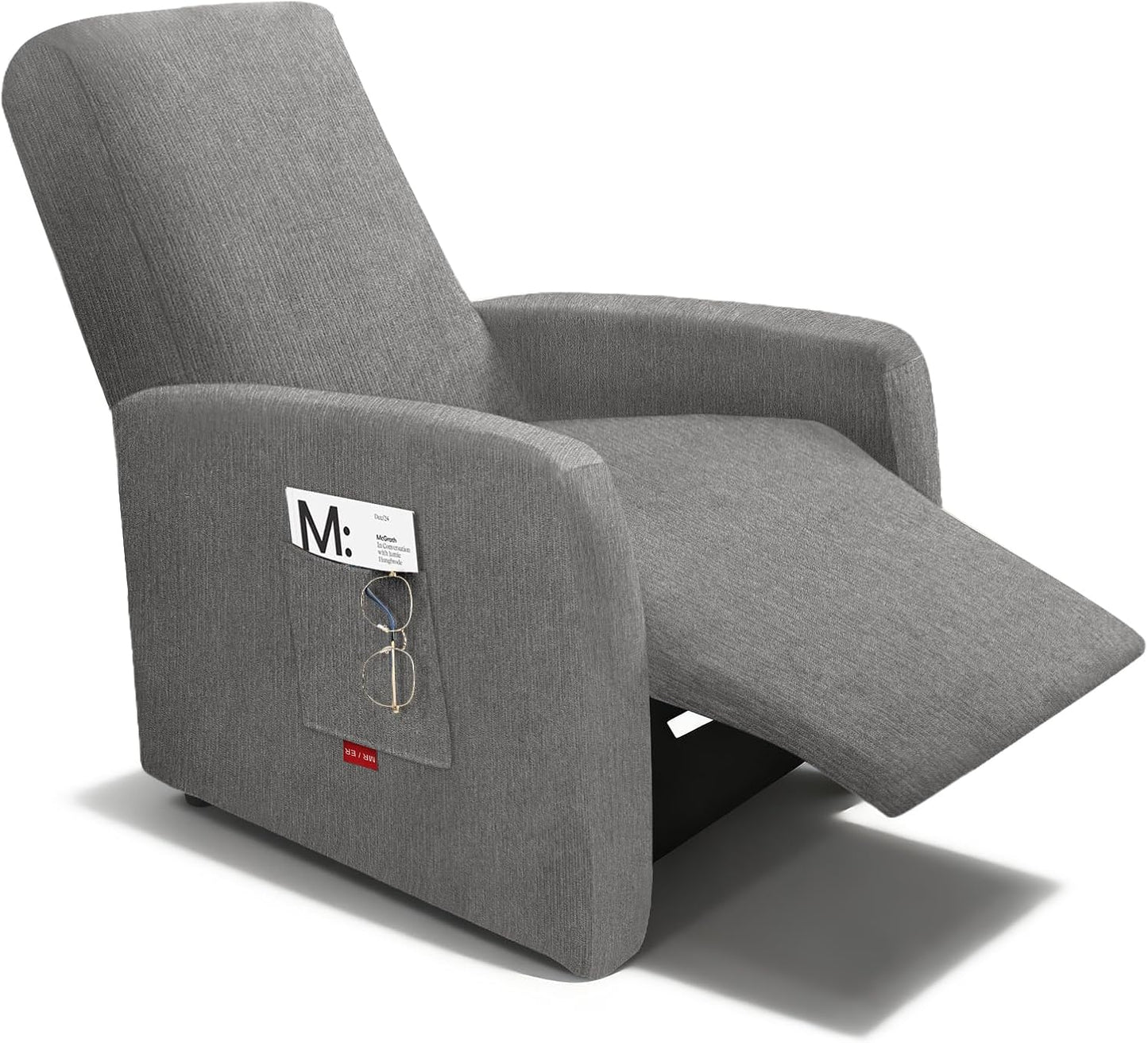 3 Pieces Stretch Recliner Chair Covers, Plush Fabric Washable Slipcover for Extra Small Lazy Boy Chairs (Light Gary)