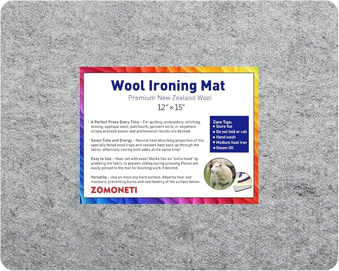ZOMONETI 15" x 12" Wool Pressing Mat 100% New Zealand Felted Wool Ironing Mat by ZOMONETI