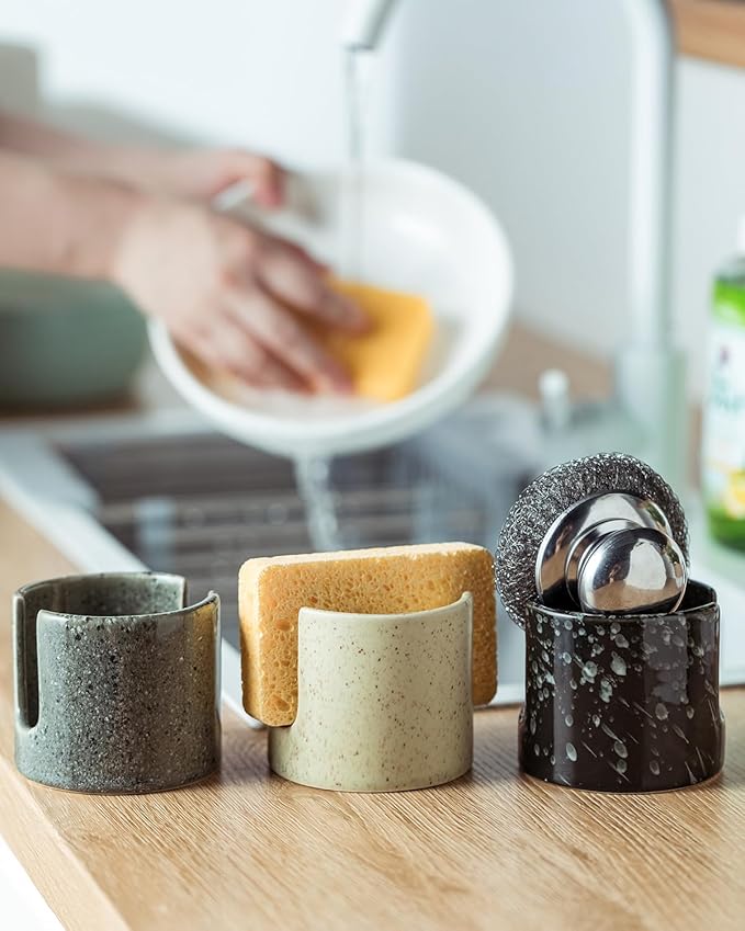 Kitchen Sponge Holder, Ceramic Dish Sponge Holder Scrubby Daddy Farmhouse Dish - Image 6