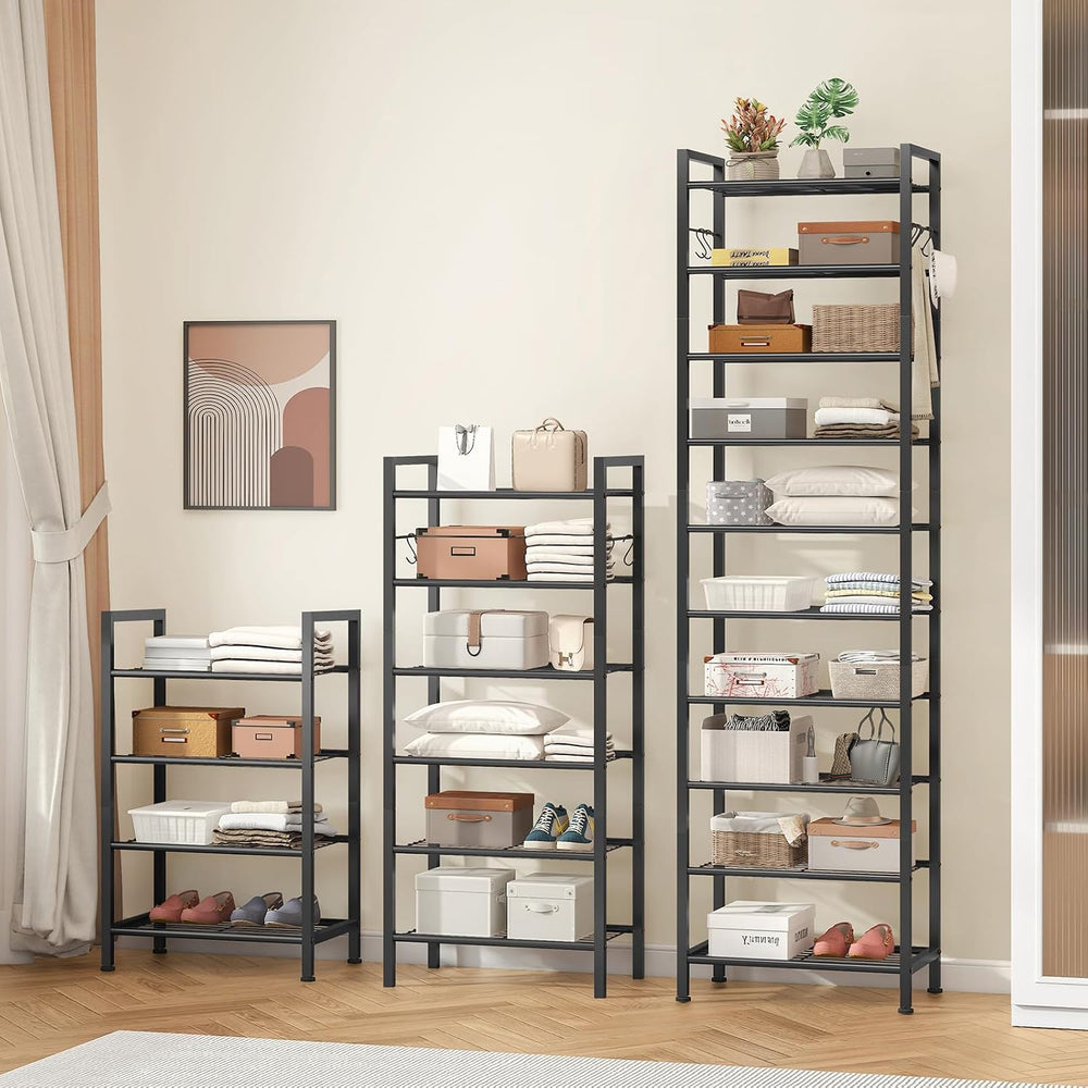 usikey 10 Tiers Narrow Shoe Rack 20-30 Pairs, Sturdy Metal Tall Shoe Rack She...