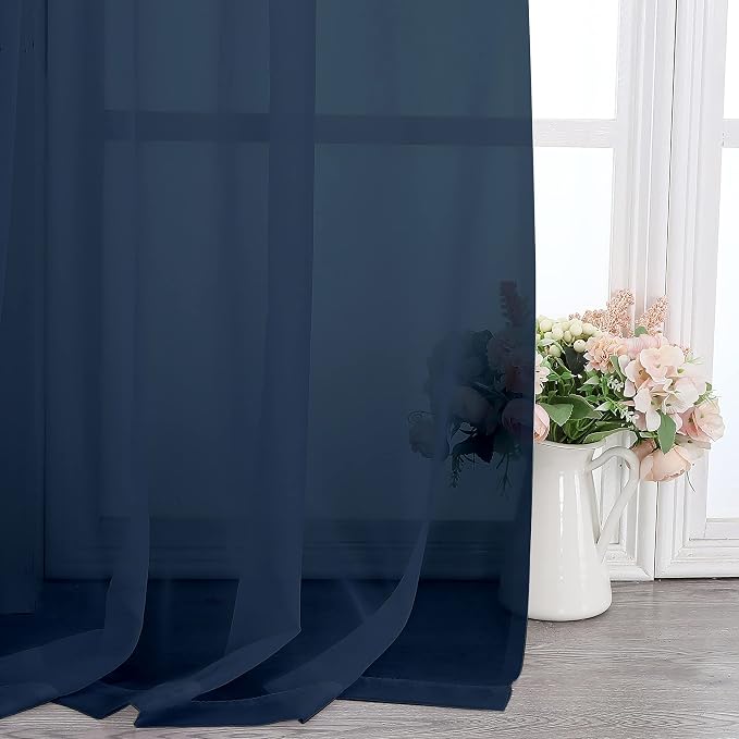 Chyhomenyc Navy Blue Sheer Scarf Valances - Image 5