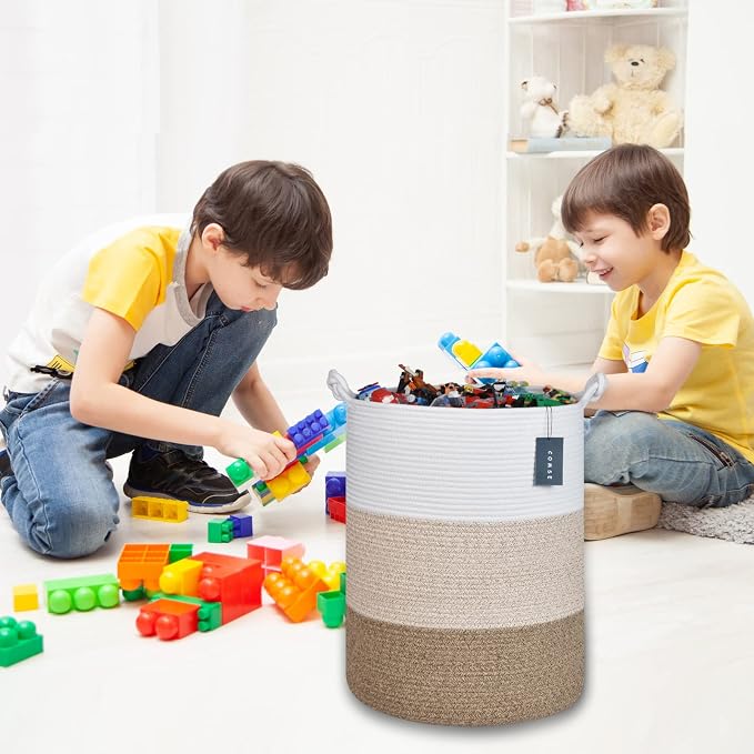 COMSE Extra Large Blanket Basket, Tall Woven Storage Basket, Nursery Hamper - Image 9