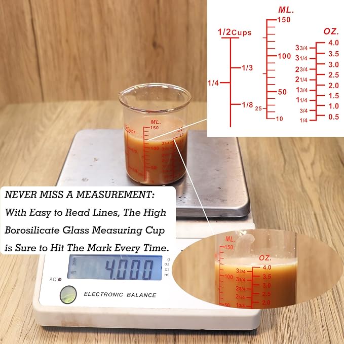 3 Piece Glass Measuring Cup Set, Includes 1/2-Cup, and 2-Cup High Borosilicate - Image 4