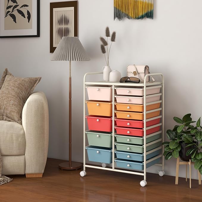 GOFLAME 15-Drawer Rolling Storage Cart, Utility Cart - Image 9
