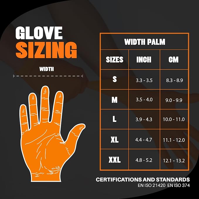 Herkules Grip Heavy Duty 8Mil Orange Nitrile Gloves, 3D Raised Diamond - Image 9