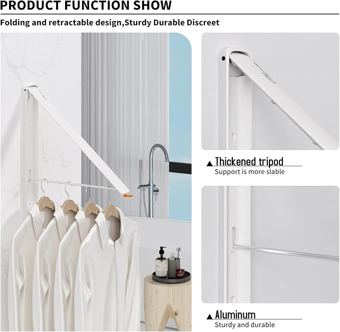 Clothes Drying Rack for Laundry Drying Rack Wall Mounted Clothes Hanger Rack - Image 5