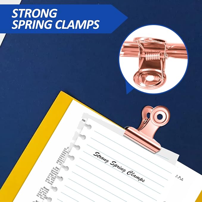30 Pack Small Rose Gold Bull Clips, 1.22 Inch Mini Metal Hinge Clips - Image 3
