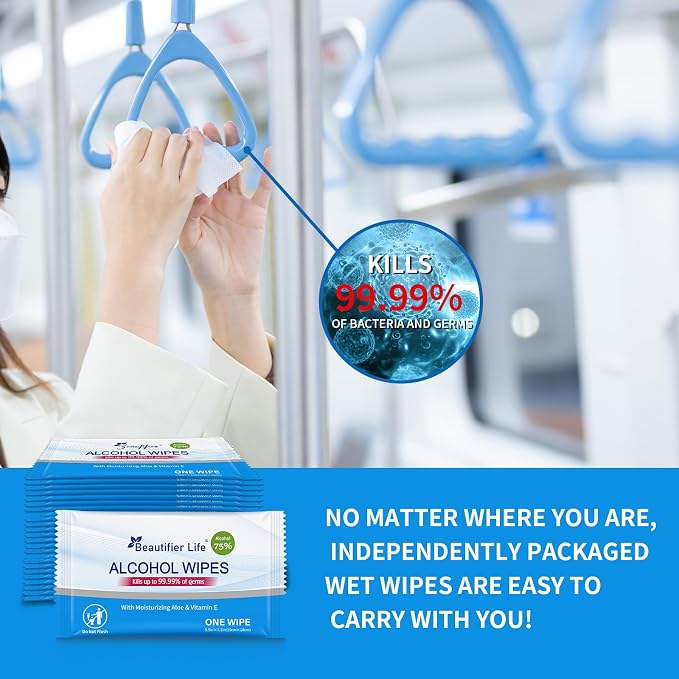 100 Count Individually Packed Hand Sanitizing Wipes - Image 6