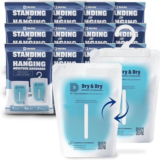 Dry & Dry 12 Packs Hybrid Moisture Absorbers & Musty Odor Eliminator by DryDry