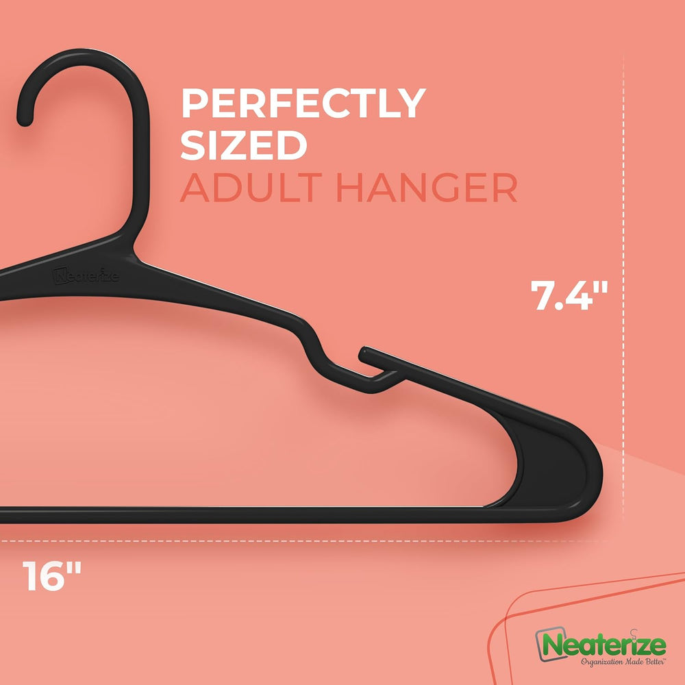 NEATERIZE Clothes Hangers Plastic 100 Pack for Adults - Plastic Hangers, The ...