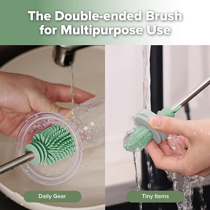 haakaa Cleaning Brush Silicone Bottle Brush Double-Ended Soft Silicone Bristles - Image 2