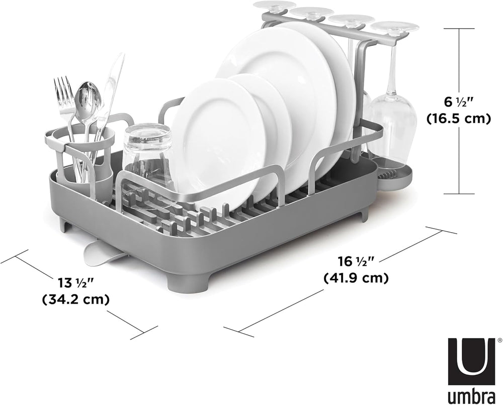 Umbra Holster Dish Rack– Molded Plastic Dish Drying Rack with Drainage Spout,...