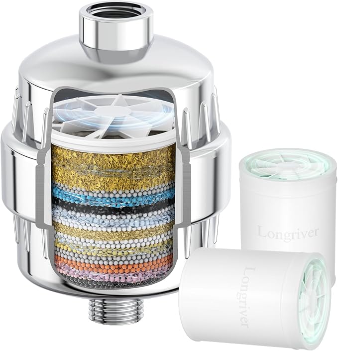 R7 Shower Filter with 2 Replacement Cartridge High Put Shower Water Filter by DesignedforaSpa-LikeShower