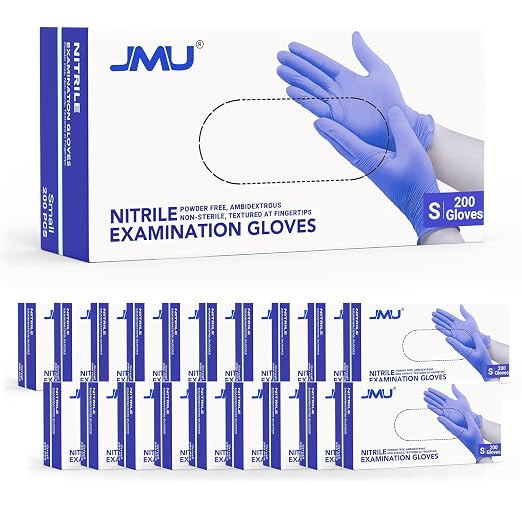 JMU Nitrile Gloves Small Bulk 4000 Count, 3.5 Mil Disposable Gloves Latex-Free by JMU