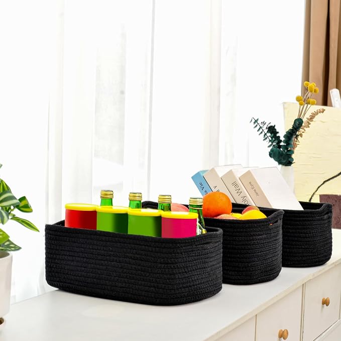 Small Black Baskets for Organizing, Storage Baskets for Shelves, Small Woven - Image 4