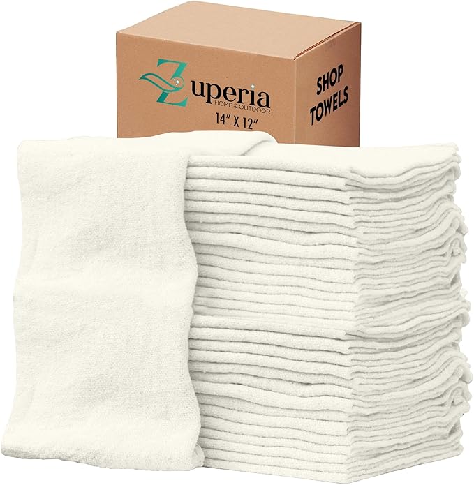 ZUPERIA Cotton Shop Towel – Multipurpose Cleaning Cloths Reusable Shop Rags by Zuperia