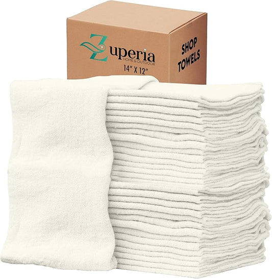 ZUPERIA Cotton Shop Towel – Multipurpose Cleaning Cloths Reusable Shop Rags by Zuperia