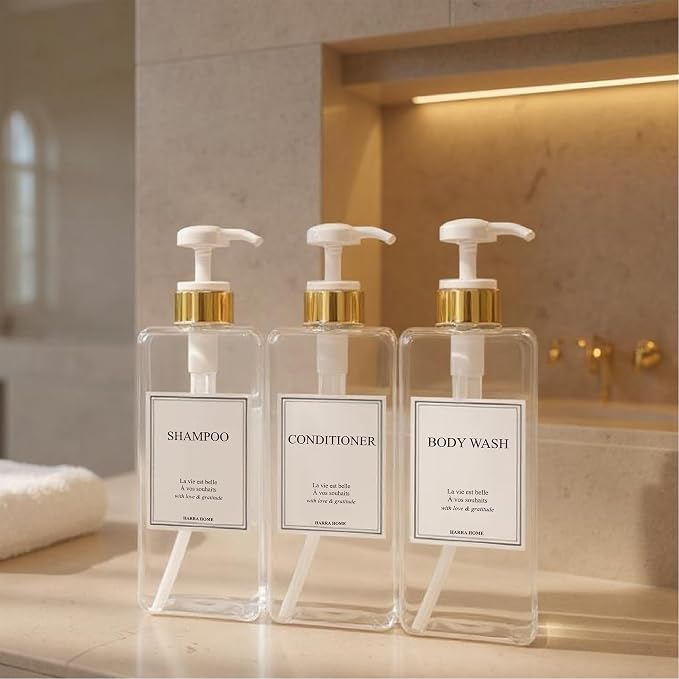 Modern Gold Design Large 27 oz Shampoo and Conditioner Dispensers - Image 8
