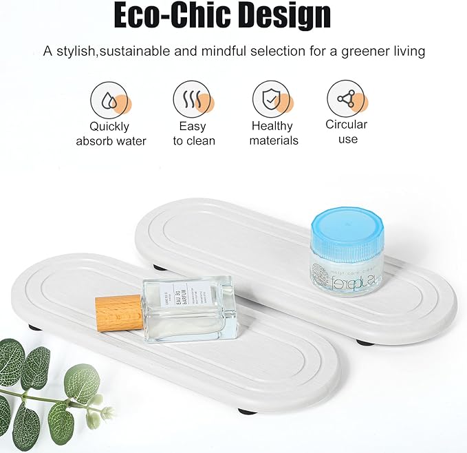 2PCS Water Absorbing Stone Tray, Fast Drying Diatomite Stone Sink Tray - Image 5