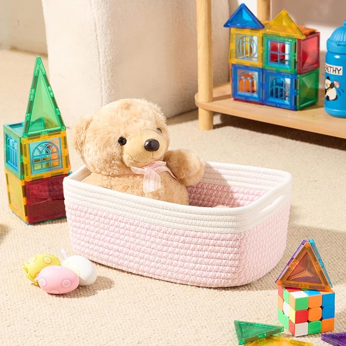 Small Storage Baskets for Organizing | Closet Organizer Bins | Shelf Toy Basket - Image 4