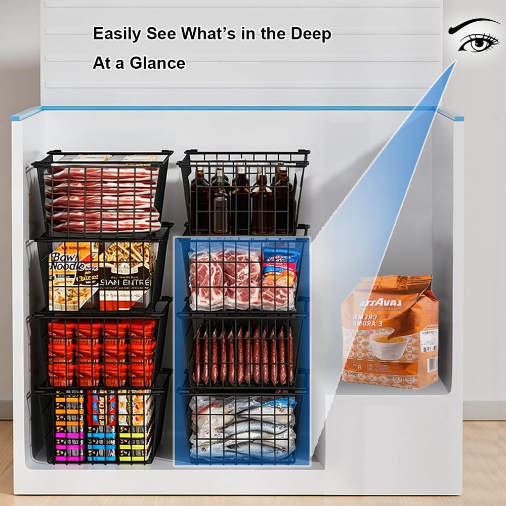 Orgneas Freezer Organizer Bins Baskets for Chest Deep Freezer 4Pcs