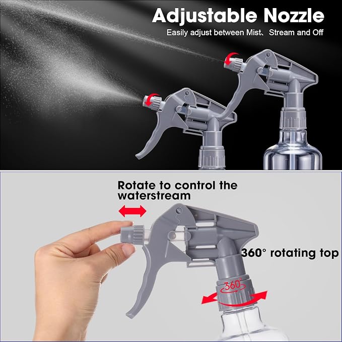 Eccliy 12 Pcs 16 Oz Plastic Spray Bottle, Adjustable Empty Reusable Sprayer - Image 3