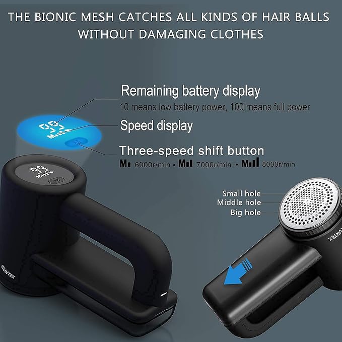 iRUNTEK Rechargeable Fabric Shaver & Lint Remover｜3-Speed Lint Shaver - Image 4