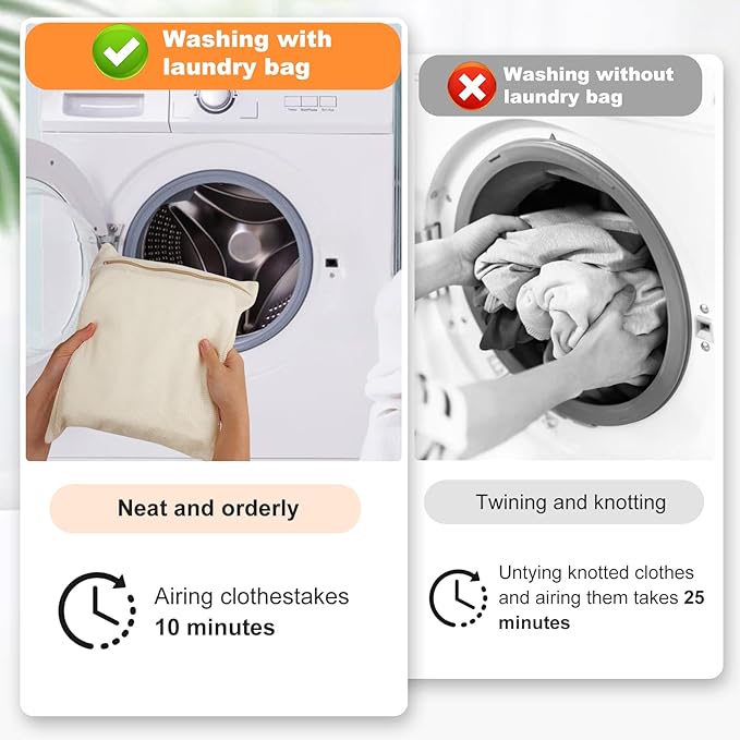 4-Piece Medium Durable Organic Cotton Mesh Laundry Bags - Image 2