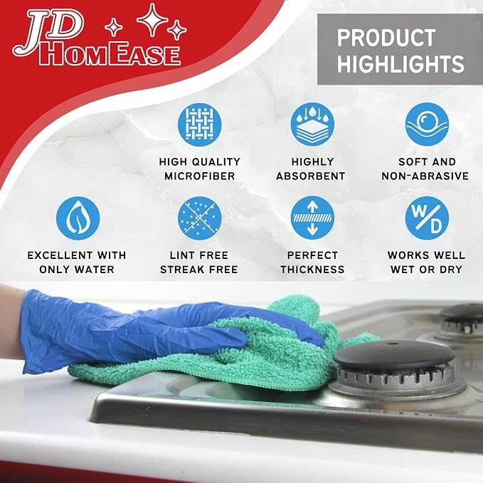 Microfiber Cleaning Cloths, 12 Pack, All-Purpose, Highly Absorbent, Washable - Image 4
