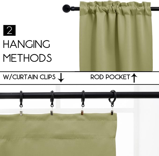 Pickluc Cafe Kitchen Curtains 36 Inches Long 2 Panels, Short Black Out Curtain - Image 2