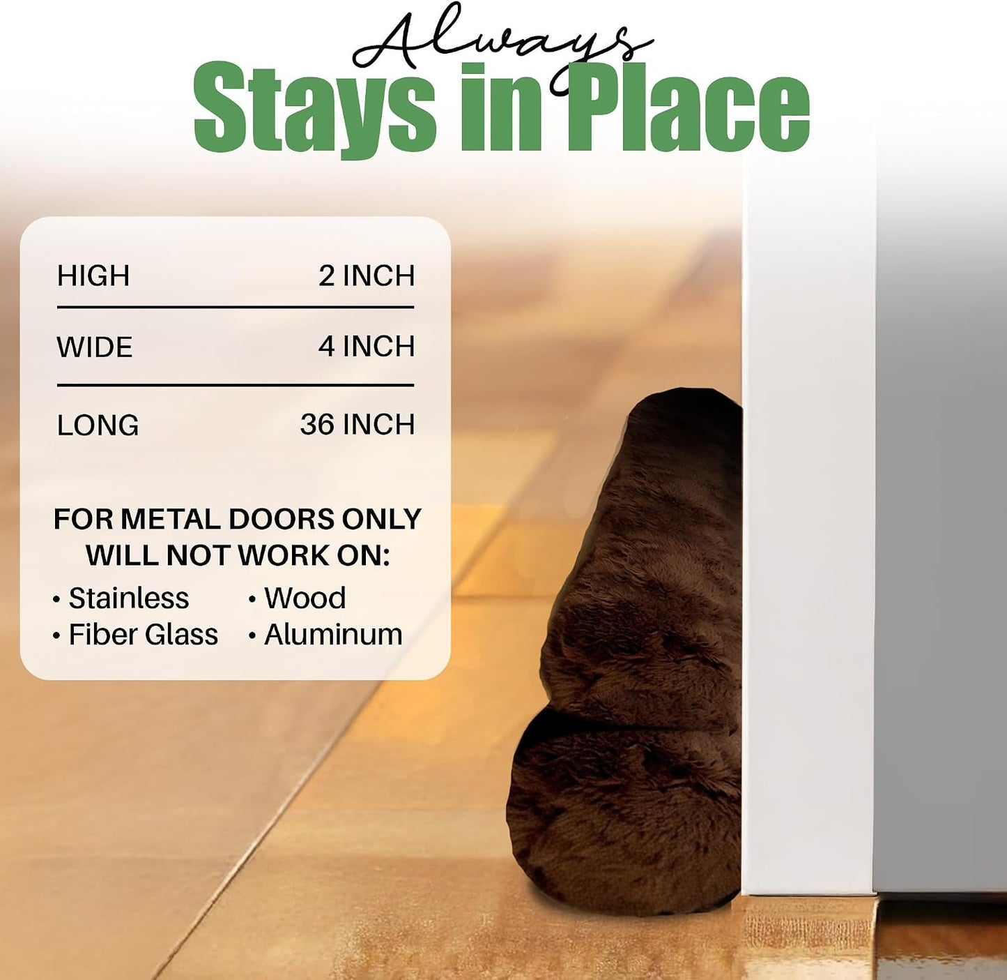 Evelots Magnetic Door Draft Stopper, 36-Inch Cold Air, Dust & Noise Blocker | Powerful magnets keep the 36-inch draft stopper securely in place on steel doors while helping block cold air, dust and noise