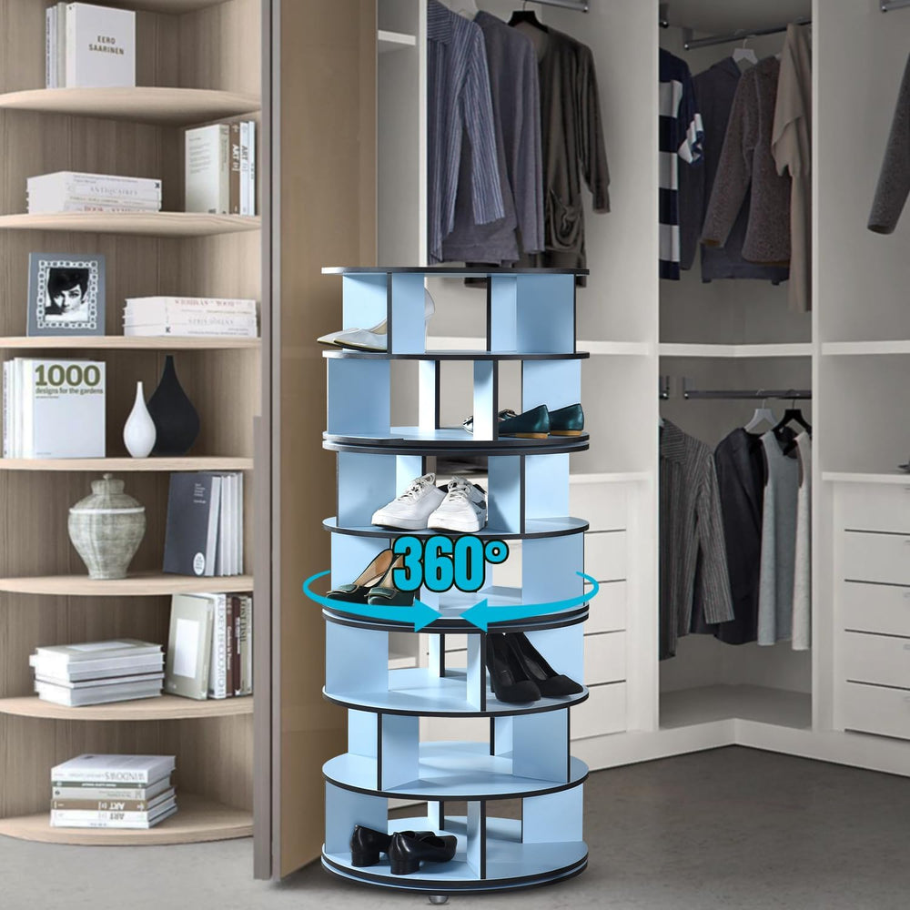 Kings Brand Furniture - 7-Tier Rotating Shoe Rack, 360° Revolving Lazy Susan ...