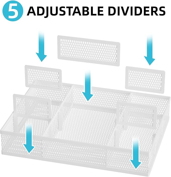 Marbrasse 2 Pack Desk Drawer Organizer, Mesh Drawer Organizer Tray - Image 2