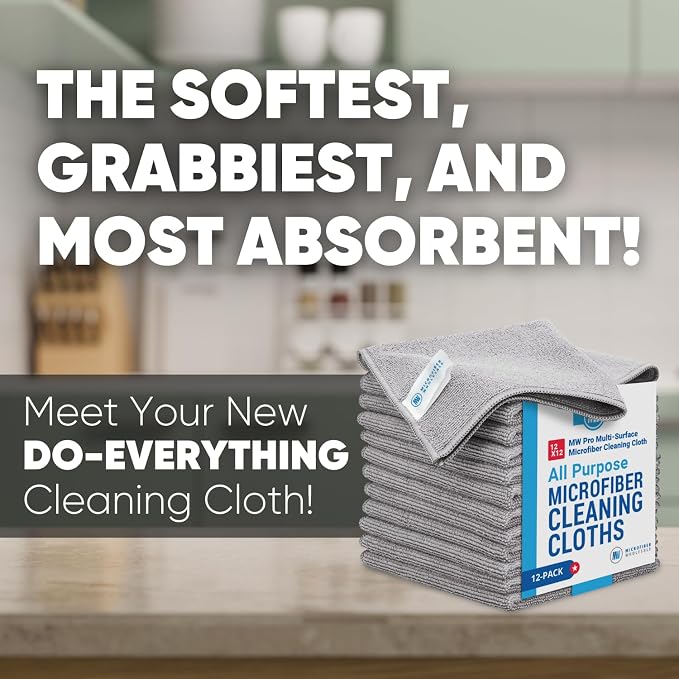 12" x 12" MW Pro Multi-Surface Microfiber Cleaning Cloths | Gray - Image 2