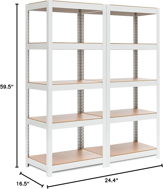HOMEDANT House 5 Tier 24.4" W Laminated Metal Shelving Unit Adjustable Storage - Image 2